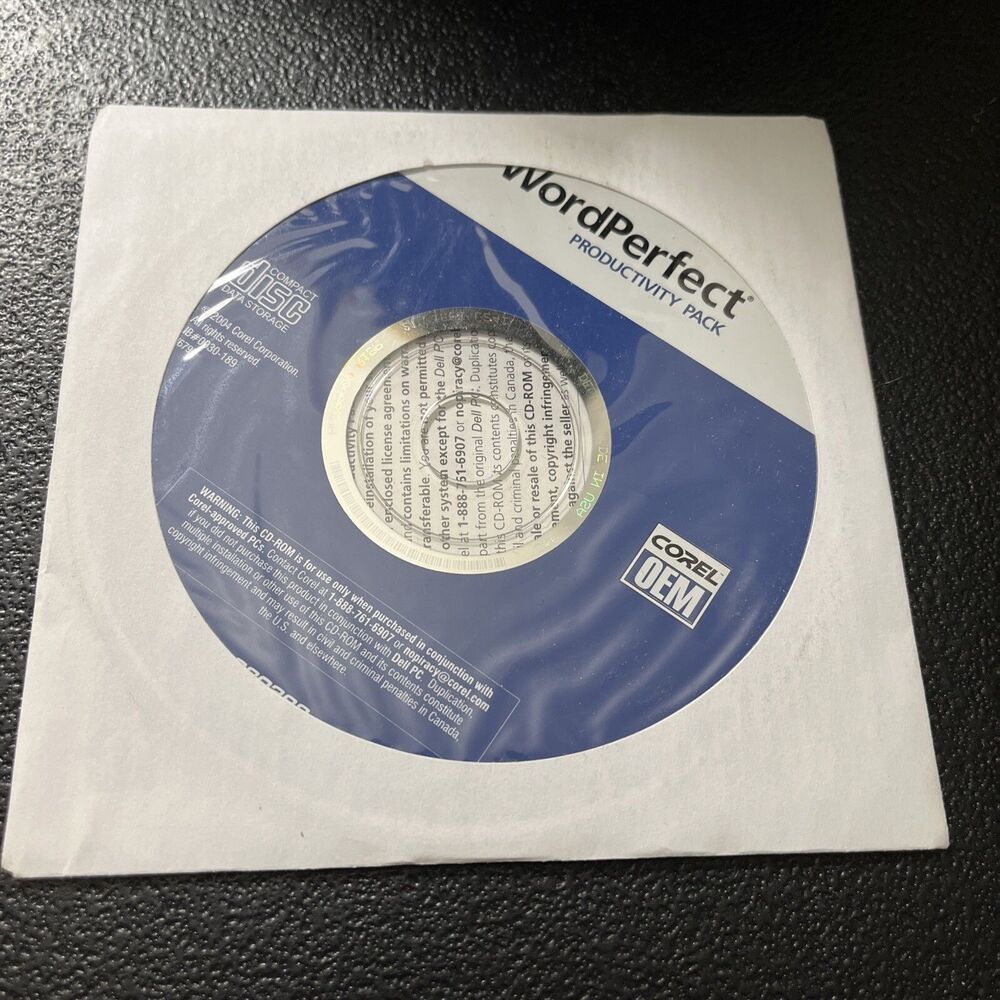 2004 Corel WordPerfect Productivity Pack PC CD ROM OEM Windows Word Perfect